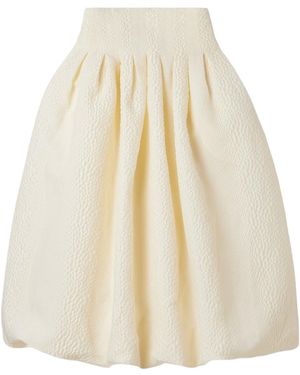 Sea Pleated Cloqué Midi Skirt - Natural