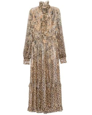 Etro Paisley Leopard-Print Maxi Dress - Natural