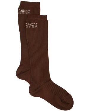 MM6 by Maison Margiela Numbers-Motif Socks - Brown