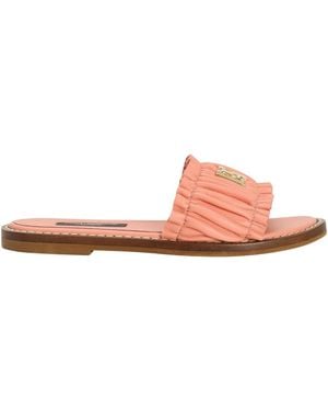 Dolce & Gabbana ドルチェガッバーナ キッズ ロゴプレート シャーリングスリッパ - Pink