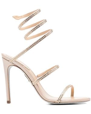 Rene Caovilla Round-Toe High-Heeled Sandals - Metallic