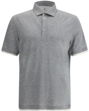 Brunello Cucinelli Silk Polo Shirt - Grey