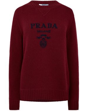 Prada Crew Neck Knit Jumper - Red