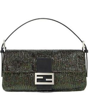 Fendi Baguette 26424 Bag With Iridescent Bead Embroidery - Black