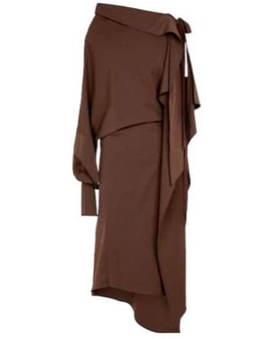 Petar Petrov Aaber Asymmetric Midi Dress - Brown