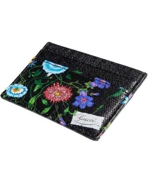 Gucci Flora-Motif Card Case - Blue