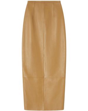 KHAITE Winton Patchwork Leather Midi Skirt - Natural