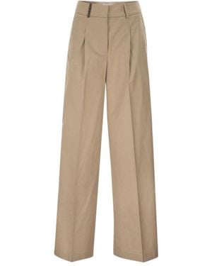 Peserico Pleated Zip-Detail Casual Trousers - Natural