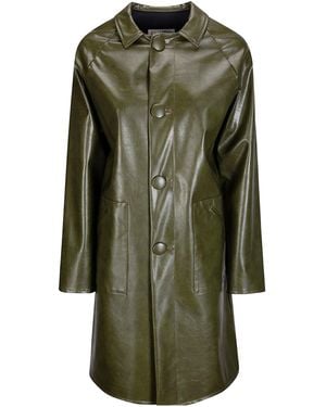 MM6 by Maison Margiela Single-Breasted Long-Sleeved Coat - Green