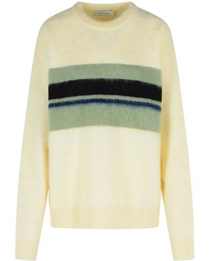 Lanvin Striped Brushed Crewneck Jumper - Yellow