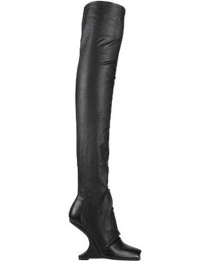 Rick Owens Minimalist Solidcolor Overtheknee Boots - Black