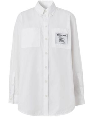 Burberry Logo Patch Long-Sleeved Shirt - White