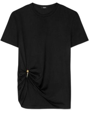 Versace Safety Pin Detailed Short-Sleeved Top - Black
