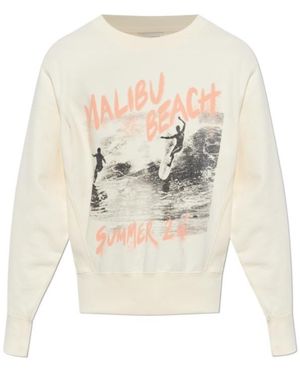 Anine Bing Patterned Crew Neck Long Sleeve Sweatshirt - White
