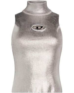 DIESEL Sleeveless Solid-Color Turtleneck Top - Gray
