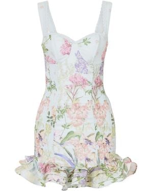 Charo Ruiz Floral-Print Cotton-Blend Mini Dress - White