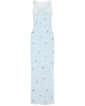 PUCCI Printed Tulle Maxi Dress - Blue