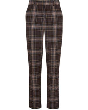 Fendi Tartan Check Tapered-Leg Trousers - Brown