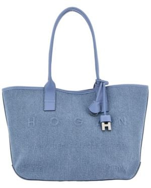 Hogan Logo Detail Top Handle Bag - Blue