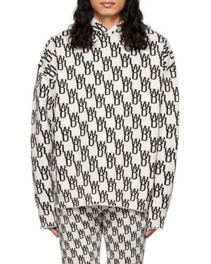 we11done Monogram Knitted Hoodie - White