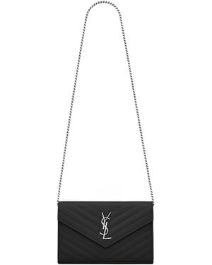 Saint Laurent Classic Cassandre Chain Wallet - White