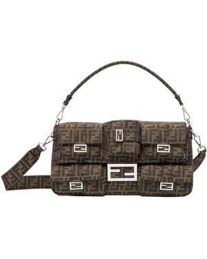 Fendi Maxi Multipocket Baguette Ff Jacquard Tote Bag - Metallic