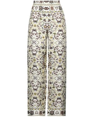 Tory Burch Floral-Print Casual Pants - White