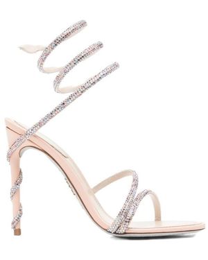 Rene Caovilla Round-Toe High-Heeled Sandals - White