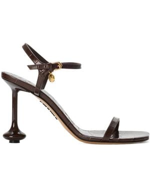 Loewe Crocodile-Effect Heeled Sandals - Metallic