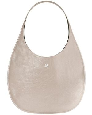 Courreges Holy Naplack Leather Tote Bag - Grey
