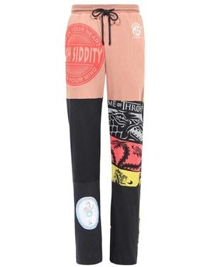 Marine Serre Regenerated Patchwork Cotton Pants - Pink