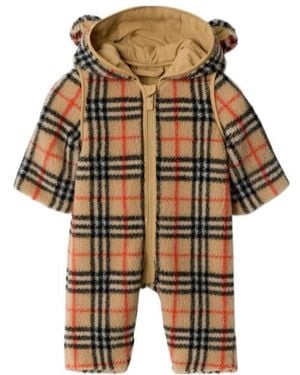 Burberry Check Fleece Hooded Jumpsuit - Multicolor