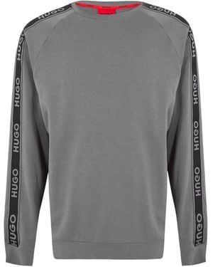 BOSS Hugo Liam Crew Sweatshirt With Logo Tape Detail - Gray