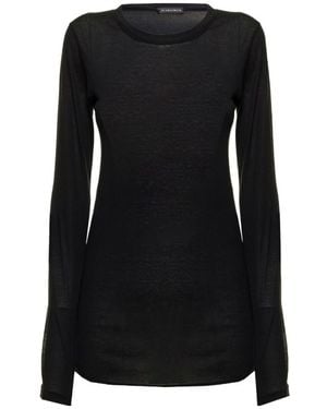 Ann Demeulemeester T-Shirt With Round Neck And Long Sleeves - Black