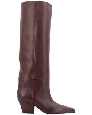 Paris Texas Pointed Toe Block Heel Boots - Brown