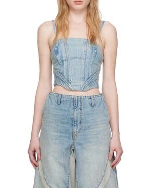 Amiri Ruffled Detail Denim Sling - Blue