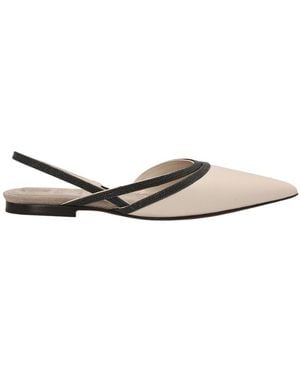 Brunello Cucinelli Slingback Pointed-Toe Shoes - White