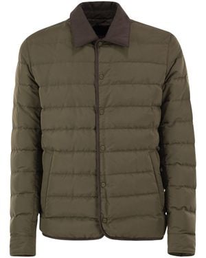 Herno Quilted Down Jacket With Shirt Collar - Green