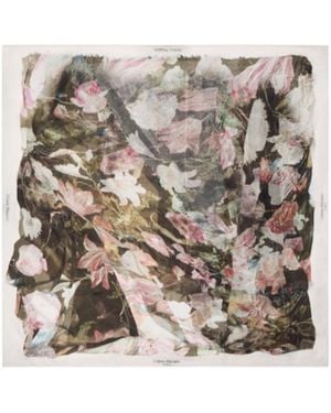Maison Margiela Logo Detail Floral-Print Scarf - Multicolour
