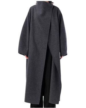 Frankie Shop Leroy Funnel Neck Wool Coat - Blue