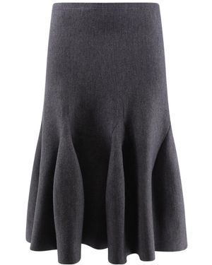 Alaïa Alaïa Sculptural Godet Knit Midi Skirt - Grey