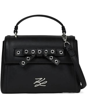 KARL LAGERFELD K/Autograph Bow Top Handle Bag - Black