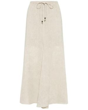 Brunello Cucinelli Linen Maxi Skirt - White