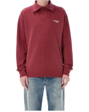 Acne Studios Zip Detailed Long-Sleeved Sweatshirt - Red