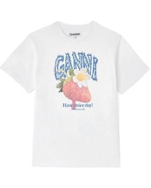 Ganni Strawberry Graphic T-Shirt - White