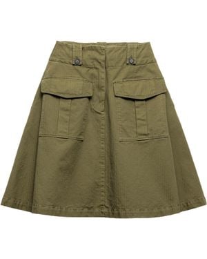 Prada Cotton Cargo Pocket Midi Skirt - Green
