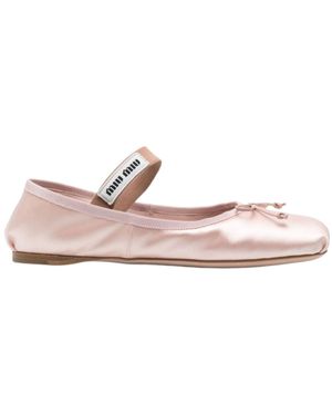 Miu Miu Round Toe Ballet Shoes - Pink