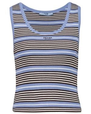 Prada Striped Knitted Vest - Blue