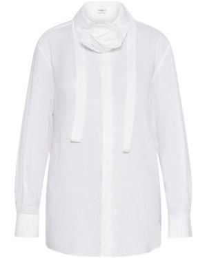Marella Neckerchief-Adorned Pure Linen Shirt - White