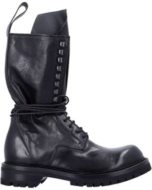 Rick Owens Round Toe Ankle Boots - Black
